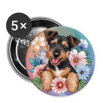 Deutscher Jagdterrier - Buttons groß 56 mm (5er Pack) - Weiß - Vorne