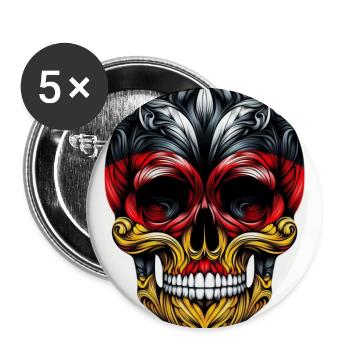 Crâne Allemagne - Lot de 5 grands badges (56 mm) - blanc - Devant