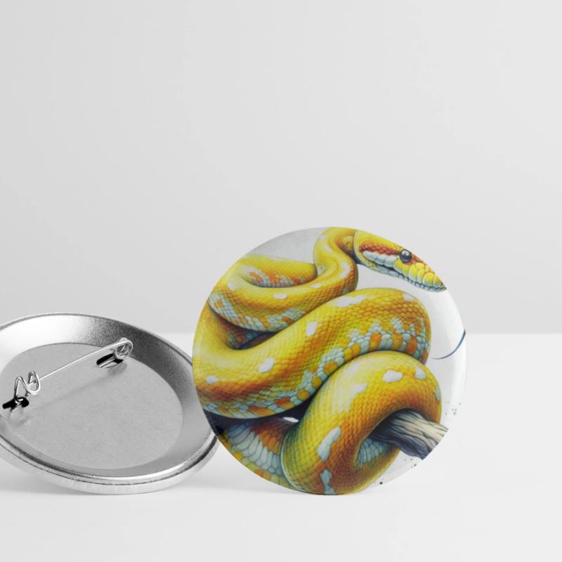 Gelbe Python Buttons groß 56 mm (5er Pack)