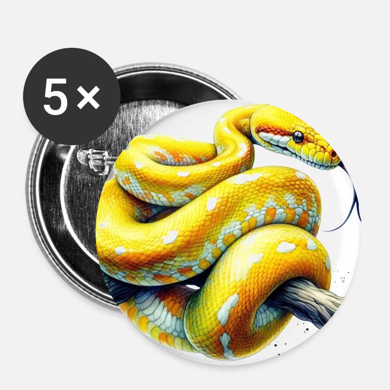 Yellow python - Buttons large 2.2''/56 mm (5-pack) - white