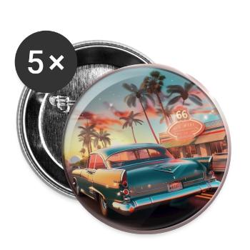 Vintage car miami - Lot de 5 grands badges (56 mm) - blanc - Devant