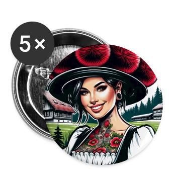 Black Forest Costume: Tradition & Tattoo Art - Buttons large 2.2''/56 mm (5-pack) - white - Front