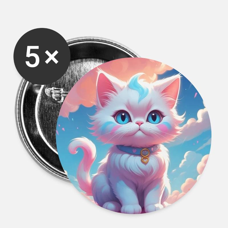 Kitten - Buttons large 2.2''/56 mm (5-pack) - white