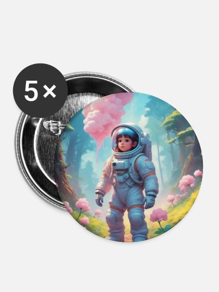 Spacegirl - Buttons groß 56 mm (5er Pack) - Weiß