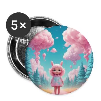Girl in Cotton Candy Forest - Buttons large 2.2''/56 mm (5-pack) - white - Front