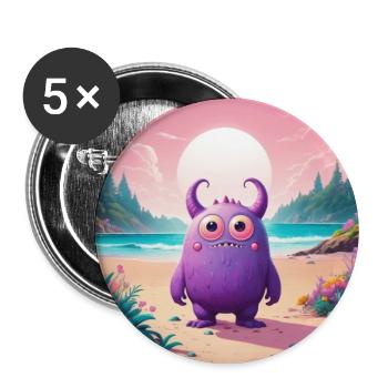 Petit monstre sur la plage - Lot de 5 grands badges (56 mm) - blanc - Devant