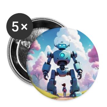 The little girl and her robot - Buttons large 2.2''/56 mm (5-pack) - white - Front