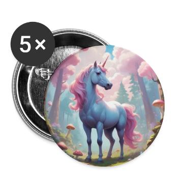 Unicorn in the Enchanted Forest - Buttons large 2.2''/56 mm (5-pack) - white - Front