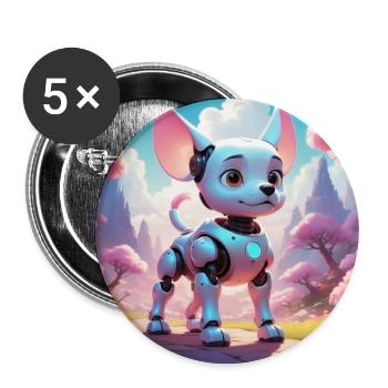 Robodog - Buttons groß 56 mm (5er Pack) - Weiß - Vorne