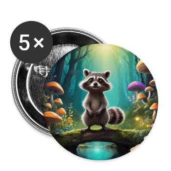 Raccoon in the enchanted forest - Buttons large 2.2''/56 mm (5-pack) - white - Front