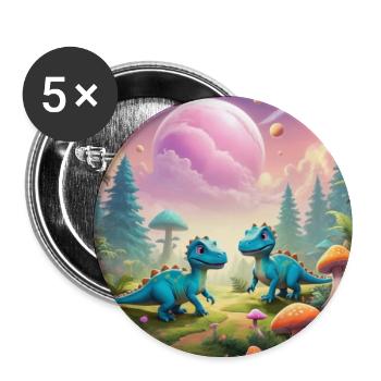Dinosaur - Buttons large 2.2''/56 mm (5-pack) - white - Front