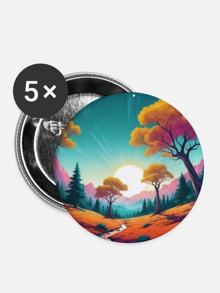 Sonnenuntergang - Buttons groß 56 mm (5er Pack) - Weiß