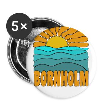 Sonne und Meer im dänischen Bornholm - Buttons groß 56 mm (5er Pack) - Weiß - Vorne