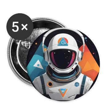 Astronaute Futuriste dans l'Espace Cosmique - Lot de 5 grands badges (56 mm) - blanc - Devant