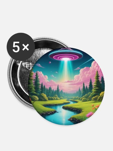 UFO - Buttons groß 56 mm (5er Pack) - Weiß