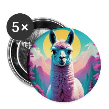 Lama - Buttons groß 56 mm (5er Pack) - Weiß - Vorne