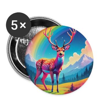 Cerf avec arc-en-ciel - Lot de 5 grands badges (56 mm) - blanc - Devant
