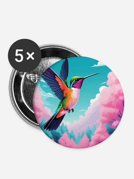 Kolibri - Buttons groß 56 mm (5er Pack) - Weiß