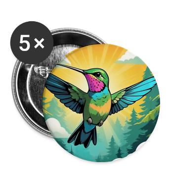 Hummingbird - Buttons large 2.2''/56 mm (5-pack) - white - Front