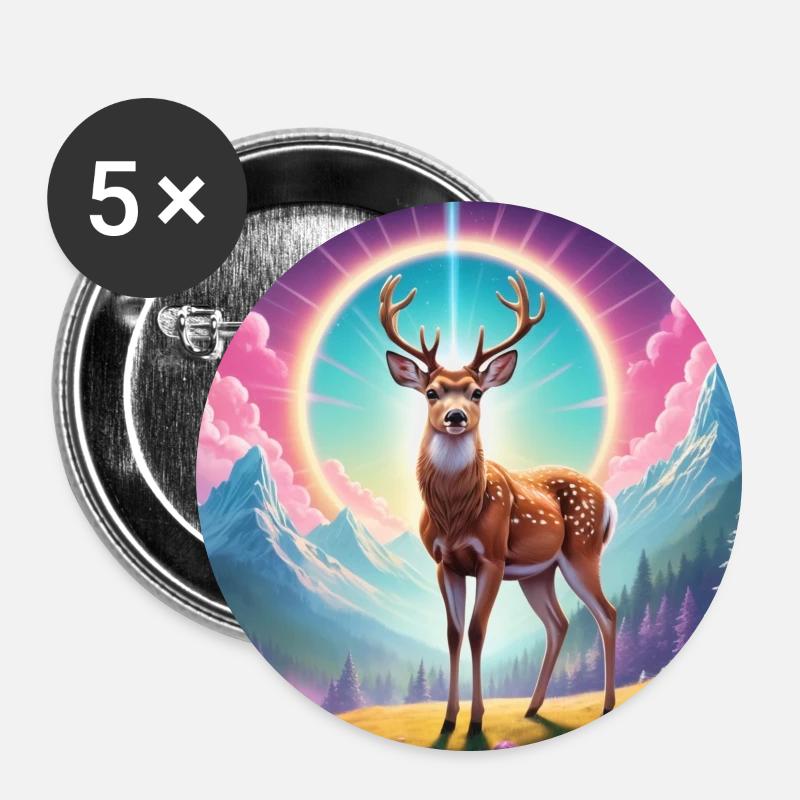 Deer on the mountain - Buttons large 2.2''/56 mm (5-pack) - white