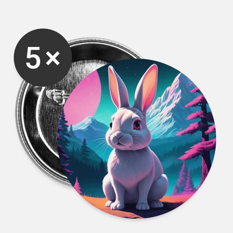 Rabbit on the mountain - Buttons large 2.2''/56 mm (5-pack) - white