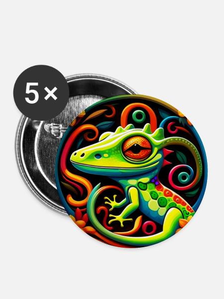 Gecko - Buttons groß 56 mm (5er Pack) - Weiß