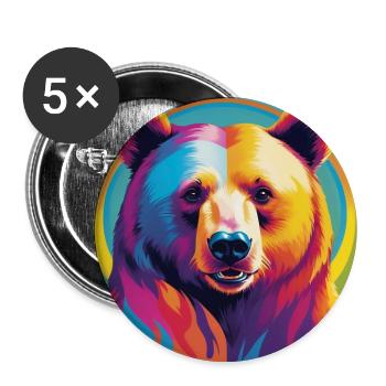 Ours de la fierté - Lot de 5 grands badges (56 mm) - blanc - Devant