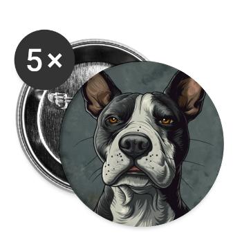 Bull terrier - Lot de 5 grands badges (56 mm) - blanc - Devant