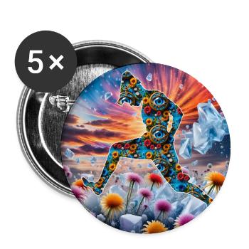 Blumen-Tänzer - Buttons groß 56 mm (5er Pack) - Weiß - Vorne