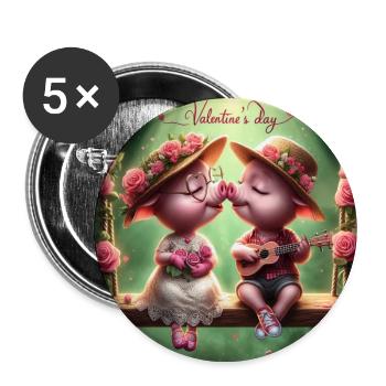 Saint Valentin - Lot de 5 grands badges (56 mm) - blanc - Devant