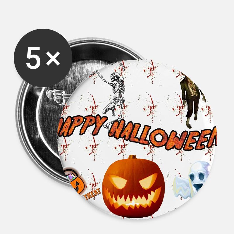 happy halloween version 3 - Buttons large 2.2''/56 mm (5-pack) - white