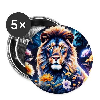 La beauté d'un lion dans son environnement - Lot de 5 grands badges (56 mm) - blanc - Devant