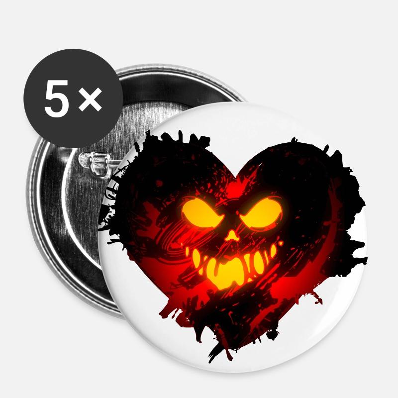 halloweenheart - Buttons large 2.2''/56 mm (5-pack) - white
