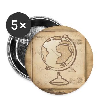 Geography - Globe & Pointer / Vintage Art - Buttons large 2.2''/56 mm (5-pack) - white - Front
