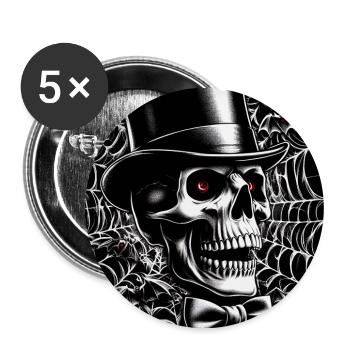 Halloween Elegant Skull - Buttons large 2.2''/56 mm (5-pack) - white - Front