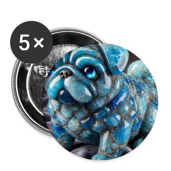Blue Crystal Pug Decorative Figure - Buttons large 2.2''/56 mm (5-pack) - white - Front
