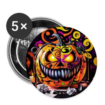 spooky Halloween pumpkin smiling - Buttons large 2.2''/56 mm (5-pack) - white - Front