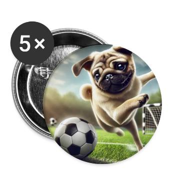 Chien joueur jouant au football - Lot de 5 grands badges (56 mm) - blanc - Devant