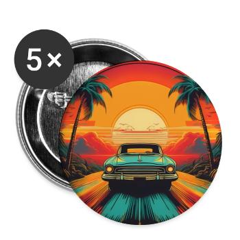 Retro Sunset Drive - Buttons large 2.2''/56 mm (5-pack) - white - Front