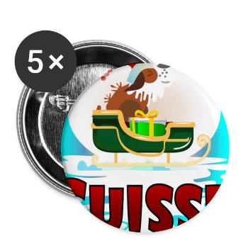 Chien Saint-Bernard Suisse Noël - Lot de 5 grands badges (56 mm) - blanc - Devant