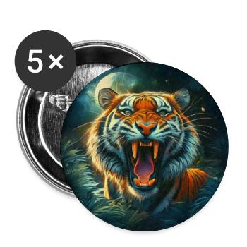 Roaring Tiger Moonlit Jungle - Buttons large 2.2''/56 mm (5-pack) - white - Front