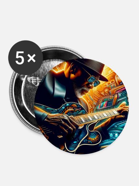 Bluesman - Buttons groß 56 mm (5er Pack) - Weiß