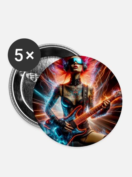 Cyberpunk-Rocker - Buttons groß 56 mm (5er Pack) - Weiß