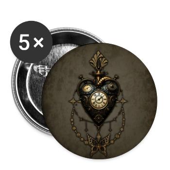 Steampunk heart, a world full of magic and meccan - Buttons large 2.2''/56 mm (5-pack) - white - Front