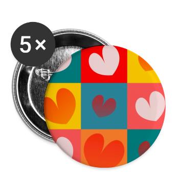 HEART. NOEL. CHRISTMAS. HEARTS. HEART. FATHER's DAY - Buttons large 2.2''/56 mm (5-pack) - white - Front