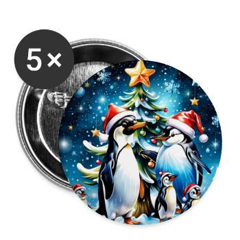 Cute Penguins - Buttons large 2.2''/56 mm (5-pack) - white - Front
