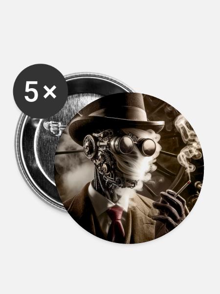 Unsichtbarer Mann Steampunk - Buttons groß 56 mm (5er Pack) - Weiß
