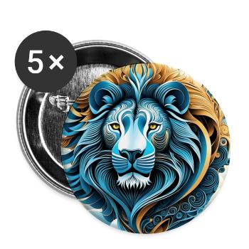 Abstract Portrait of a Lion in the Clouds - Buttons large 2.2''/56 mm (5-pack) - white - Front