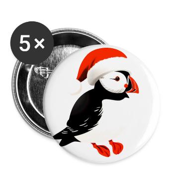 Macareux de Noël - Lot de 5 grands badges (56 mm) - blanc - Devant