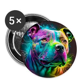 Tête de staffie illustration popart - 082 - Lot de 5 grands badges (56 mm) - blanc - Devant